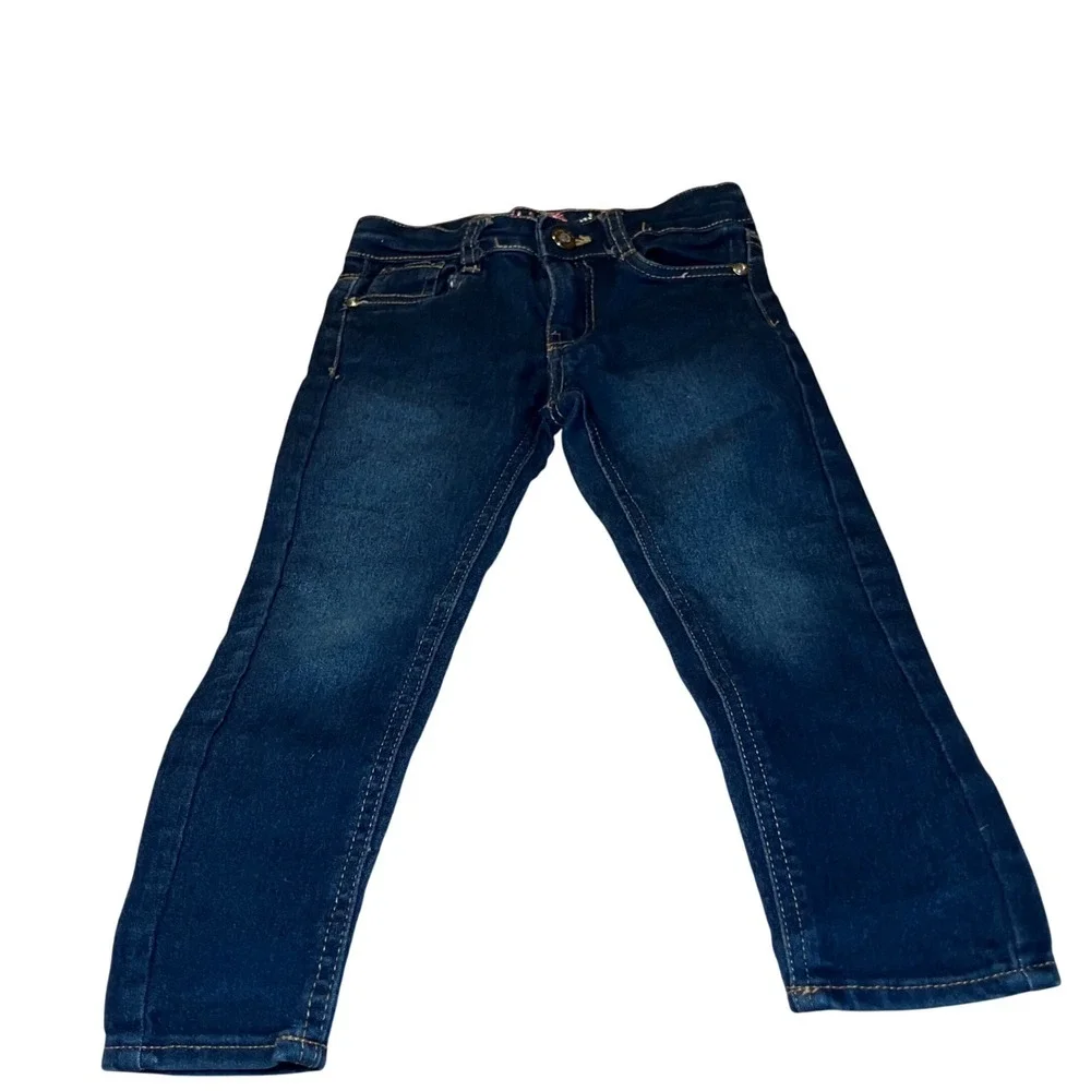 Delias Girl Size 4 Kids Skinny Jeans Blue Denim Indigo Wash With Heart Pockets